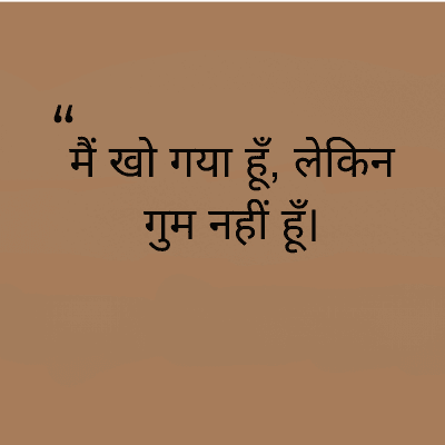 "
मैं खो गया हूँ, लेकिन
गुम नहीं हूँ।