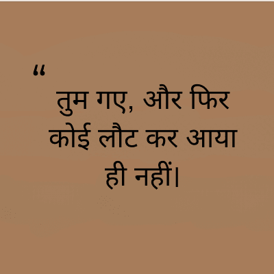 "
तुम गए, और फिर
कोई लौट कर आया
ही नहीं।