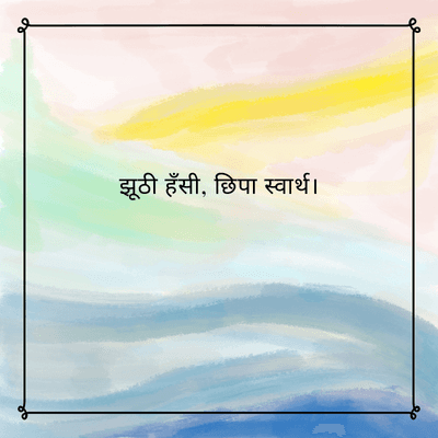 झूठी हँसी, छिपा स्वार्थ ।