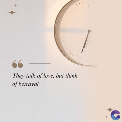 They talk of love, but think
of betrayal